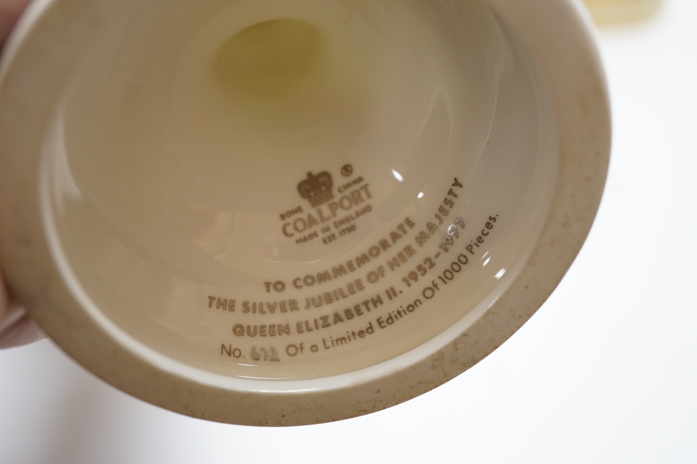 A boxed Spode Charles and Diana commemorative lidded chalice and a chalice for the 1977 Silver Jubilee, tallest 32cm